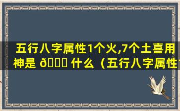 五行八字属性1个火,7个土喜用神是 🐘 什么（五行八字属性1个火,7个土喜用神是什么意思）